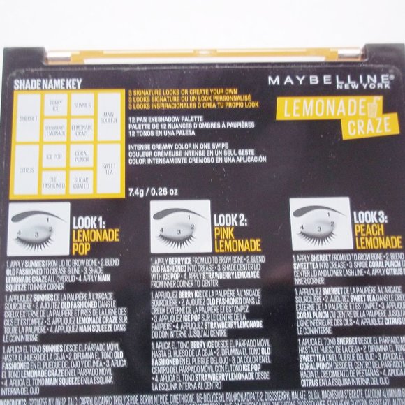 Palette De Fards à Paupières Maybelline Lemonade Craze - 12 Nuances, 12g, Neuve